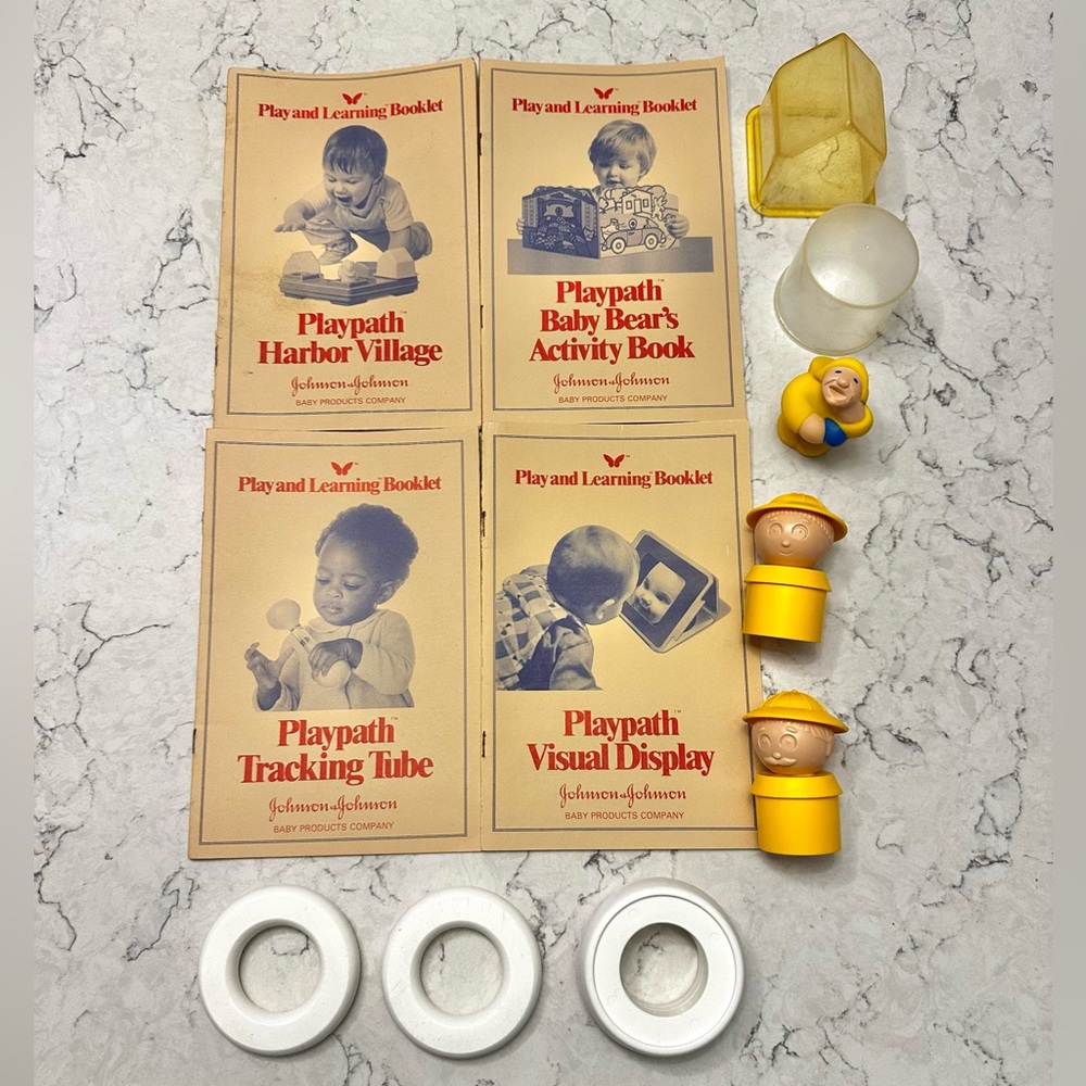 Vintage Johnson & Johnson Playpath Harbor Village Pamphlets & Tupper Toys People